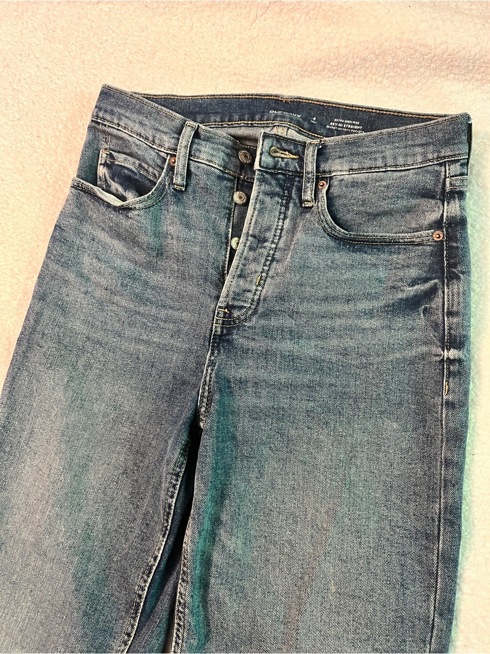Old Navy TALL High-Rise Blue Button-Fly Jeans